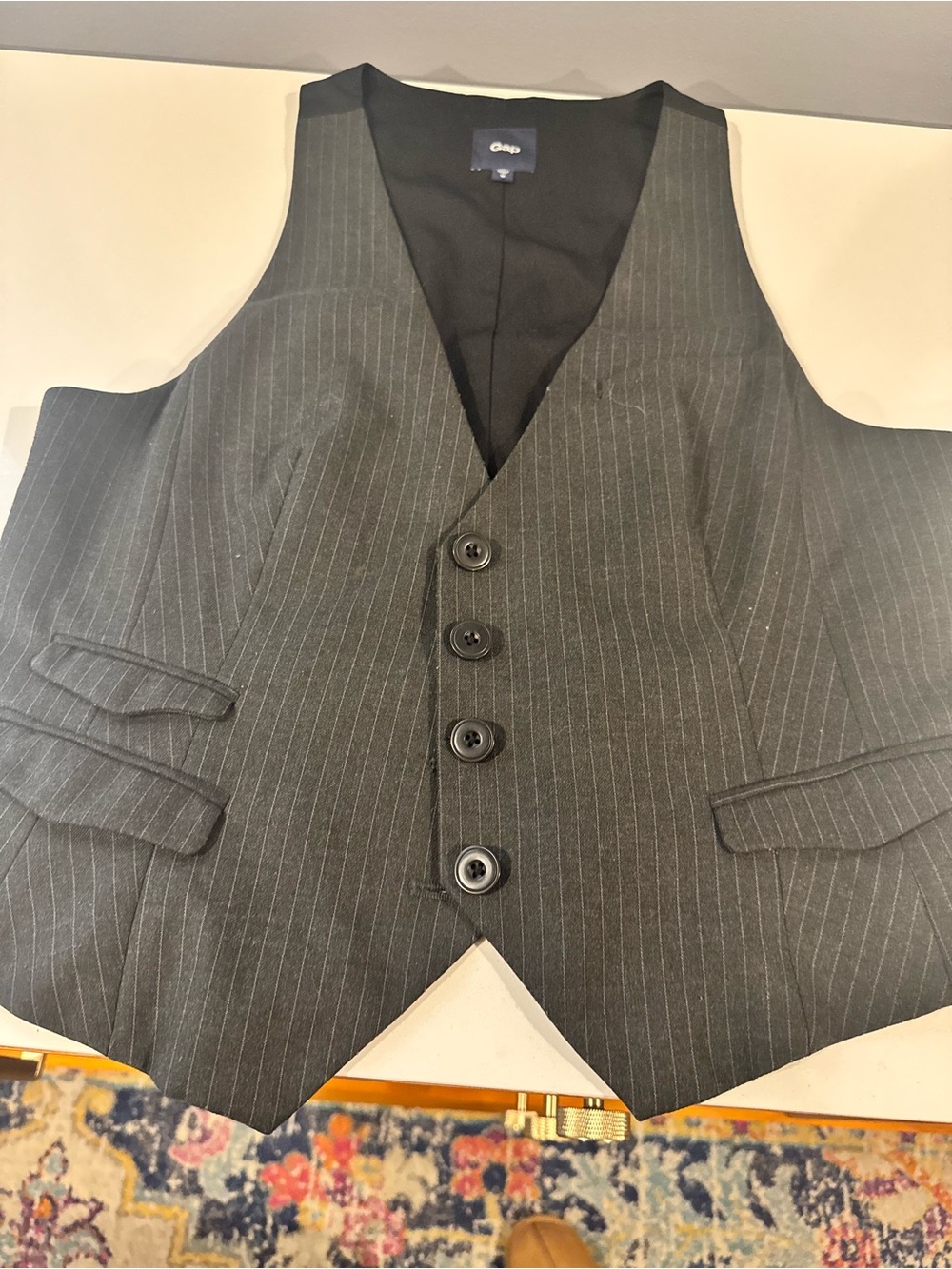 Vintage Gap Women’s Charcoal Pinstripe Vest